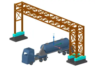 Pipe Bridge 3 levels 25m long 2800 wide 7200 clearance 3D model