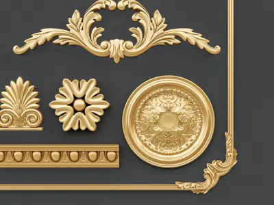 Classic carvings moldings and gypsum cornice 1  3D model