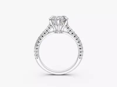 Solitaire  heart diamond ring hidden halo -RJ040 3D print model