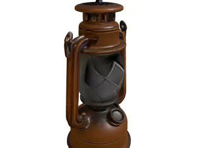 Rustic Vintage Metal Oil Lantern Low-poly 3D model