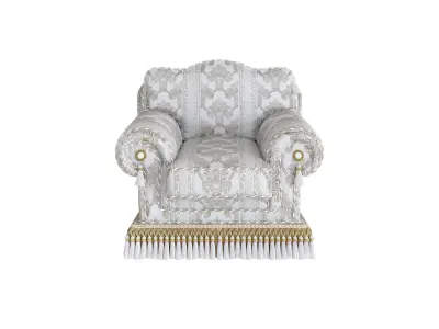 Upholstered armchair with fringe by Modenese 3D model