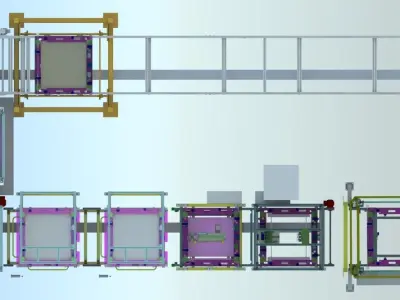 Car sunroof assembly line 3D model