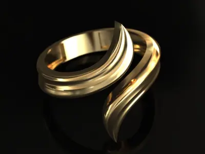 Snake Plain Solid Gold Ring 3D print model