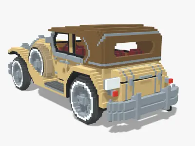 Voxel Classic Car Low-poly 3D model