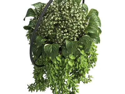 Indoor plants hanging pot-metal vase 03 Low-poly 3D model