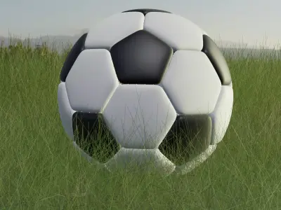 Football soccer ball in grass Low-poly 3D model