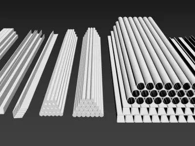 Construction objects Low-poly 3D model