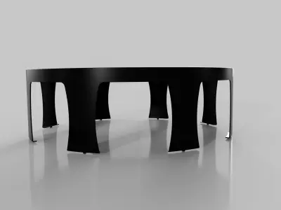 Round metal table with epoxy resin top 3D model