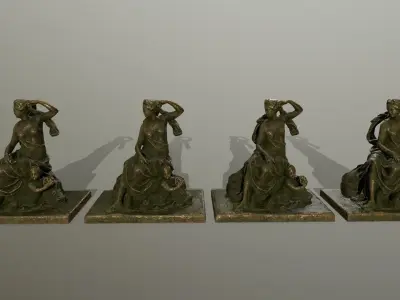 statue 5 of woman holding child Low-poly 3D model