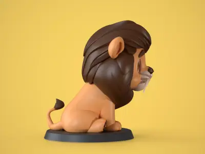 Cute Cartoon Lion 3D Printable Figurine  Funko Style Free 3D print model