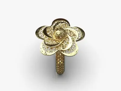 Flower ring 3D print model