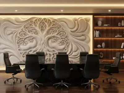modern tree panel wall decor set wall relief mural CNC 149 3D model