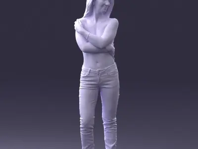 000357 Realistic Female 3D Scan Model in Jeans 3dp 3D print model