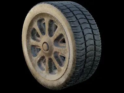 Dirty wheel and rim 3D model