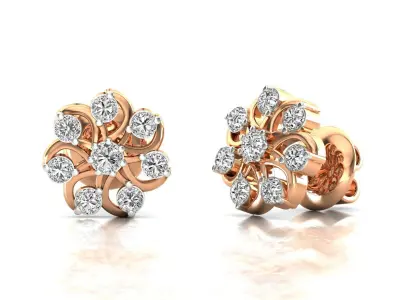 Earrings-3150 rose gold stud earrings with diamonds 3D print model
