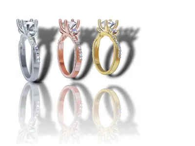 twisted solitaire ring 3D print model