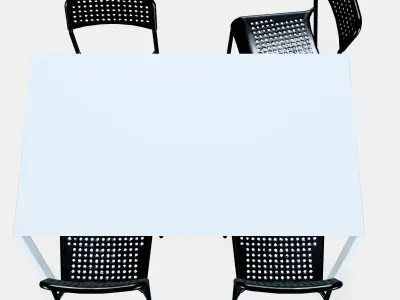 MELLTORP - ADDE Table and 4 chairs 1 Low-poly 3D model