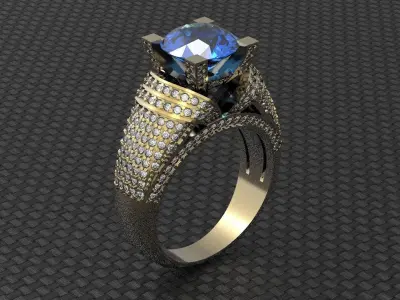 Engagement Ring with diamond  3D print model