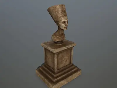 Nefertiti wooden trophy Low-poly 3D model