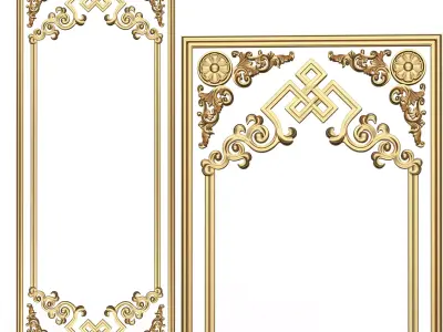 Boiserie Carved Decoration Panel 03 Low-poly 3D model