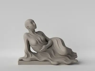 Silhouette Rest  Minimalist Lying Woman Sculpture 3D print model