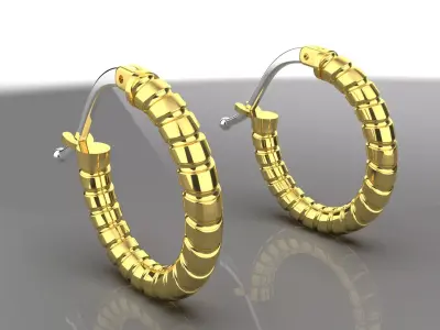 Two-tone rope design hoop earrings model ge0027 3D print model