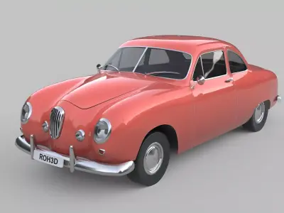 Generic Vintage European-Style Coupe Low-poly 3D model