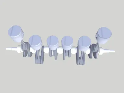 Crank Shaft 6 Cylinder Low-poly 3D model
