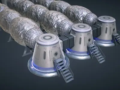 Mars KitBash - Station Low-poly 3D model