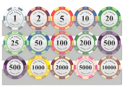 Poker Chips With Clear Box Casino Coins 3D model