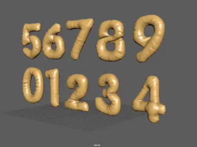 BALLOON NUMBER GOLD Low-poly 3D model