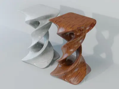 Art Decor - Twisted Tables Low-poly 3D model