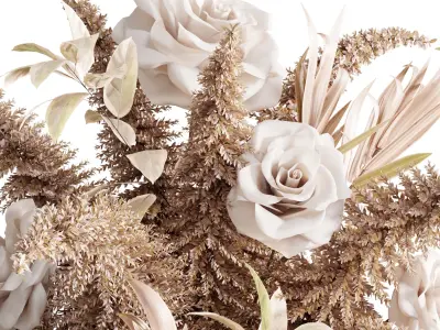 flowers plant in a bouquet glass vase 67 3D model