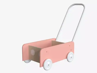 Wooden Walker Toy Car Low-poly 3D model