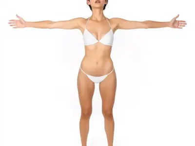 Elegant White Bikini model pack Low-poly 3D model