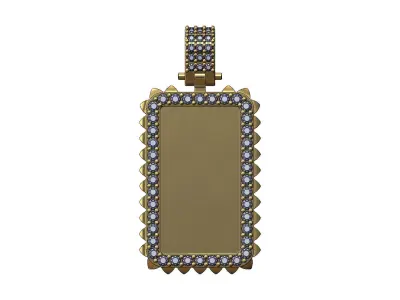 Spikes rectangular diamond bail memory pendant 3D print model