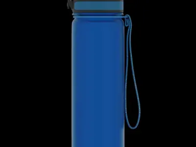 Blue plastic sport bottle 3D model