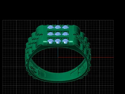 Print Ready STL 3DM  Gents Rings Diamond Men Ring  3D print model 97