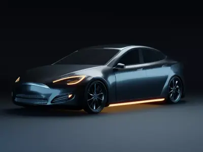 Tesla Model S electric car Low-poly 3D model