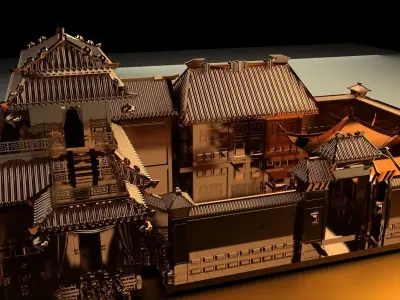 Chinese ancient courtyard house  3D model
