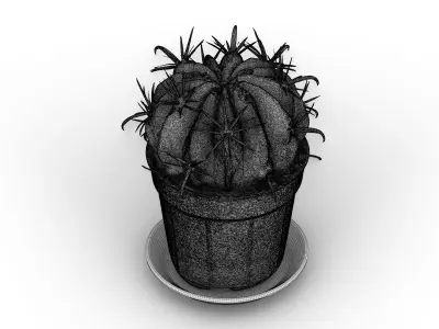 Cactus pot-plant 2 -blue vase 3D model