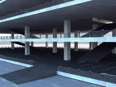 3D Multi -Storey Parking - Floor Parking 2 Low-poly 3D model