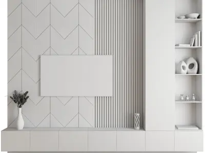 TV Wall with decoration  3D model