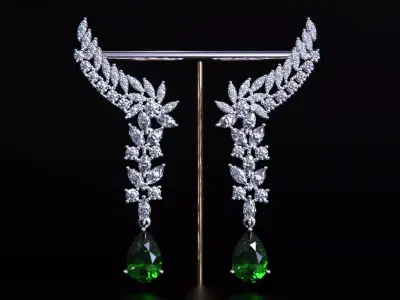 Pear ruby and Diamond Earrings 3D print model