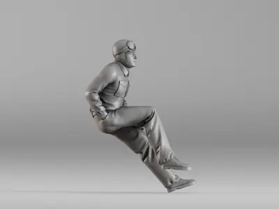 001604 Vintage Racing Driver Seated Pose 3D print model
