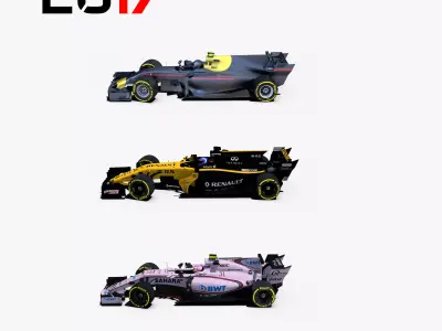 Formula 2017 cars pack 4 Low-poly 3D model