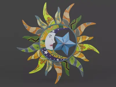 Sun Moon Wall Decoration 3D model purchase