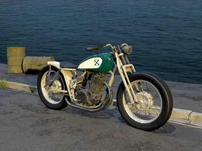 Motorcycle 3d model vintage Low-poly 3D model