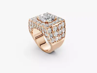 N R014  Elegance men diamond ring  3D print model