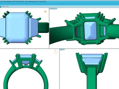 Three Stone Engagement Wedding Ring 3D print model